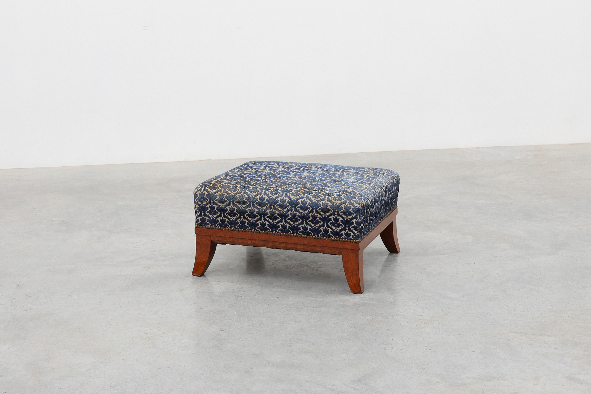 Art Deco Upholstered Footstool with Sabre Legs, France, 20th Centurythumbnail